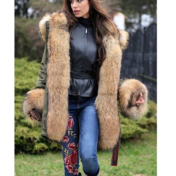 Green Winter Thicken Faux Fur Hooded Plus - Picture 3 of 3